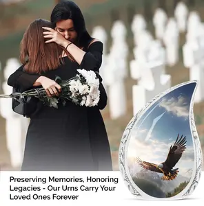 Urna Funeraria Grande con Diseño de Águila Volando en un Valle, Recipiente para Cenizas - Product Image 3
