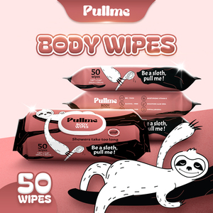 PULLME Antibacterial Skin Care Body Wet Wipes 50 <b>Sheets</b> Alcohol-Free Eco-Friendly Non-Woven Fabric 20x30cm - Product Image 1