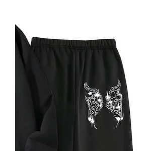 Custom Logo 100% Cotton Breathable Rhinestone Tracksuits For Men Warm Winter Wear Rhinestone Tracksuit - Product Image 4
