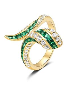 3D Design Green Carre Cut Lab Grown Moissanite Women's <b>Statement</b> <b>Ring</b> IGI Certified Party Wear Evening Events Wedding - Product Image 1