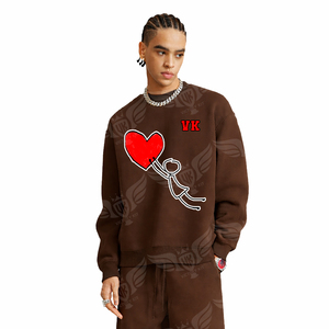 Sweat-shirt surdimensionné noir à motif ours en peluche aux cœurs brisés personnalisé, streetwear, hip-hop, col rond, pull pour hommes et femmes - Product Image 4