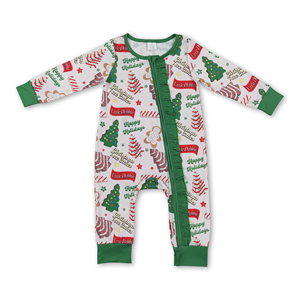 Pyjamas de Noël pour toute la famille, vêtements pour enfants, vêtements pour bébés, manches longues, motifs sapin de Noël et gâteau, OEM/ODM/RTS - Product Image 4