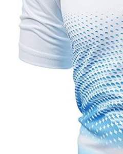 Customized Men White And <b>Sky</b> <b>Blue</b> Gradient Polo Shirt Short Sleeve Breathable Mesh Print Casual Golf Sportswear <b>Top</b> - Product Image 5