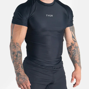 Custom Bjj Rash Guards Poliéster/Spandex Tela Mayoristas de Hombres Rash Guards Con Etiqueta Privada Transpirable Hombres Rash Guards - Product Image 4