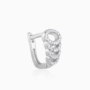Elegant <b>Silver</b> Zircon Loop <b>Earrings</b> Rhodium Plated <b>Huggie</b> <b>Hoop</b> Styles Trendy Religious Design Platinum Gold Rose Gold-for Gift - Product Image 4