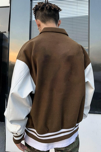 Chaqueta de Cuero para Hombre con Mangas de Cuero, Cuello Alto y Estampado Personalizado de Alta Calidad, Diseño de Moda Más Vendido en 2026 - Product Image 6