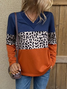 Sweat-shirt décontracté surdimensionné pour femme, manches longues, haut à blocs de couleur - Product Image 2