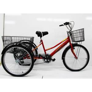 Vélo cargo électrique à trois roues Dorello Bisiklet 1234 rouge avec panier en aluminium, 18 vitesses, roue de 16 pouces, capacité de charge de 100 kg - Product Image 1