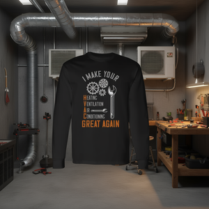 Camiseta de Manga Larga para Técnico de HVAC, Diseño Promocional para Técnicos de HVAC, Haz que tu HVAC vuelva a estar Limpio - Product Image 3