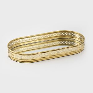 Plateau en métal en laiton antique avec poignées florales Ustensiles de cuisine écologiques Vaisselle élégante pour l'approvisionnement en gros - Product Image 5