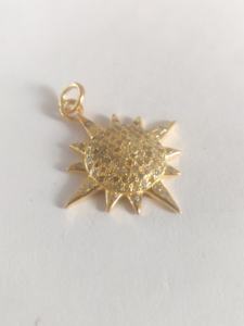 จี้เพชรรูปสเตอร์ลิงสำหรับสุภาพสตรีดีไซน์วินเทจ925แสงแดด20x20มม. และ25x25MM - Product Image 3