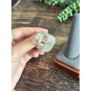 Ella Peters <b>Adjustable</b> Boho <b>Ring</b> White Buffalo & Sterling Silver Cluster with Oval Cut Natural Stone Bezel Set Everyday Wear - Product Image 5