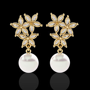 Brillante rama blanca hoja Marquesa corte laboratorio cultivado diamante Pave Stud pendientes para mujer moda boda joyería 14K oro - Product Image 6