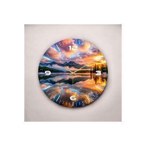 Colorful Sunset and Lake View Pattern Silent <b>Wall</b> <b>Clock</b> <b>50cm</b> Wooden Number Gift Colorful Prints - Product Image 4