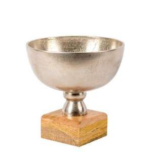 Fournitures pour événements, refroidisseur à vin décoratif, seau à glace, base en bois, bols de service en métal, décoration de table, bol rond pour fruits pour la maison - Product Image 1