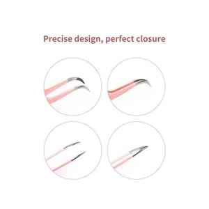 Pinzas de punta de fibra de extensión de pestañas de acero inoxidable con empuñadura de diamante de 90 grados con etiqueta privada de manicura personalizada - Product Image 5