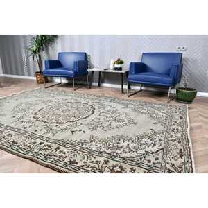 Turkish Rug, 5.9x9.1 ft Vintage Rug, <b>Brown</b> Gray Camouflage <b>Wool</b> Rug - Product Image 4