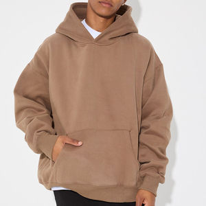 Pull-over à capuche personnalisé pour hommes 100% coton surdimensionné épaule tombante thermique poids lourd blanc poches fonctionnelles sweats à capuche - Product Image 6