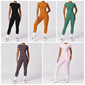 Venta al por mayor al aire libre logotipo personalizado entrenamiento gimnasio mujeres Fitness Set - Product Image 5