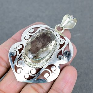 Vente en gros de pendentif en pierre précieuse de quartz rutile ovale naturel plaqué argent 925 bijoux faits à la main plaqué argent pour les fêtes - Product Image 3