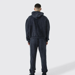 Sweat Stack Pants Survêtements Acid Wash Survêtement Rhinestone Sweat à capuche zippé et pantalon de survêtement évasé Ensemble de survêtements de haute qualité - Product Image 3