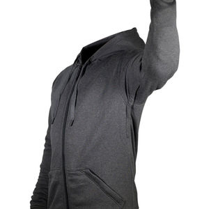 Sweat à capuche zippé décontracté pour hommes coupe ajustée 100% coton épais vierge design uni logo personnalisé imprimé de haute qualité automne - Product Image 4