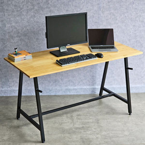 140x60cm Rubber Wood Desk with Hanging Shelf and <b>Foldable</b> Bookshelf Iron <b>Legs</b> Assembly Required-SPD68212 Computer <b>Table</b> - Product Image 6