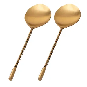 Cucharas de servicio con mango torcido sumergido en cobre, acero inoxidable, aptas para lavavajillas y seguridad alimentaria - Product Image 4