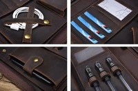 Organizador de cuero genuino personalizado al por mayor, carpeta de archivos de cuero A4 de promoción, Cartera de cuero genuino popular