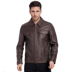 Invierno otoño alta calidad OEM EE. UU. personalizado de gran tamaño Natural ecológico francés deportes hombres chaqueta de cuero genuino para hombre - Product Image 5