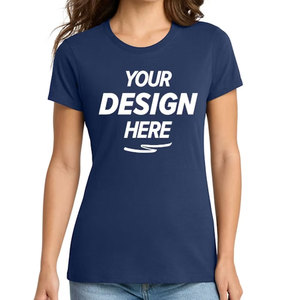 Navy Blue Customized Half Sleeve Cotton Women's <b>T</b>-Shirt Custom Design Crew Neck Printed Front and <b>Back</b> <b>T</b>-Shirt - Product Image 1