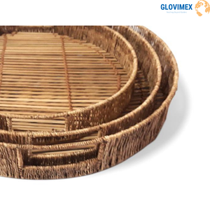 Meilleur choix Design bambou rotin service plateaux de rangement plateaux ensemble table de service personnaliser taille couleur salle à manger décor à la maison - Product Image 3