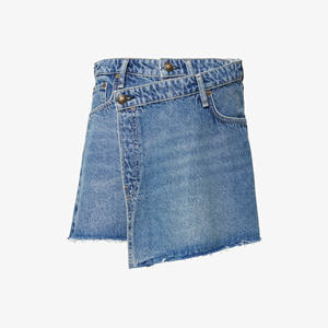 Pantalones cortos de mezclilla para mujer, pantalones cortos vaqueros rasgados informales personalizados de cintura alta, ropa elegante de verano con tela y diseño de primera calidad - Product Image 6