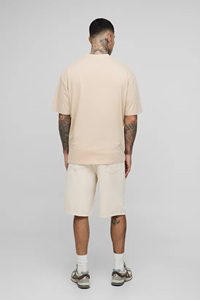 2026 Embroidery Custom Design Oversized Boxy Men's O-Neck Short Sleeve Woven Floral 220g 100% Cotton Long Eco-Friendly - Product Image 2