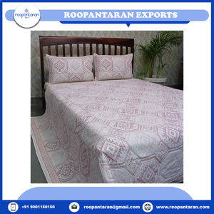 Hot Selling Exquisite Floral Design Hand Block Printed Cotton <b>Quilted</b> <b>Bedspread</b> Soft Queen Size <b>Bedspread</b> for Home Use on Sale - Product Image 2