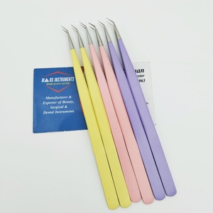 Pinzas para pestañas Extensión Rosa Acero inoxidable sostenible con puntas de fibra Antiestático - Product Image 4