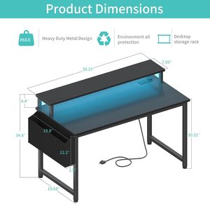 RGB Custom Large Computer Racing RGB Light Gamer Table and Chair Set for Office Black <b>White</b> Multifunctional Gaming <b>Desk</b> With LED - Product Image 2