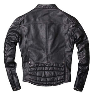 2026 Custom Logo <b>Genuine</b> <b>Leather</b> <b>Jacket</b> Men Long Sleeve Slim Fit Patchwork Spring Fashion Zipper <b>Leather</b> <b>jacket</b> for men - Product Image 4