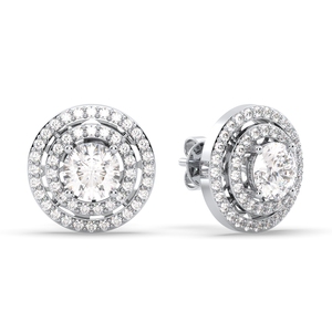 Boucles d'oreilles clous REYES personnalisées en or massif 14 carats avec moissanite ronde de 2,28 carats, bijoux de haute qualité, cadeau de mariage pour la mariée - Product Image 5