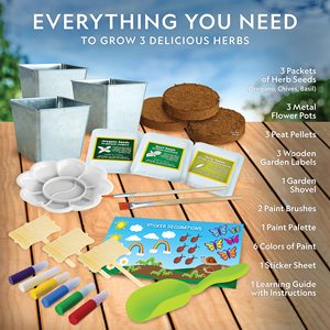 NATIONAL GEOGRAPHIC Kit de culture d'herbes pour enfants-Décorez 3 pots avec peinture et autocollants, ensemble de jardinage pour enfants - Product Image 4