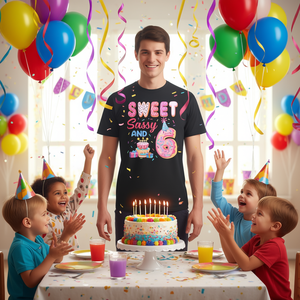 Camiseta con diseño de donuts para el 6º cumpleaños, dulce, atrevida y con temática de donuts, para celebración del 6º cumpleaños, diseño personalizable promocional - Product Image 3