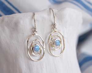 Silver Opal <b>Earrings</b>, Contemporary <b>Earrings</b>, Opal Gemstone <b>Earrings</b>, Sterling Silver <b>Earrings</b>, <b>Handmade</b> <b>Earrings</b>, Drop <b>Earrings</b> - Product Image 3