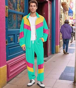 Chándal de estilo vintage de los años 80 para hombre, chaqueta cortavientos transpirable Retro Hip Hop de los años 70, disfraz informal de Halloween de 2 piezas - Product Image 5