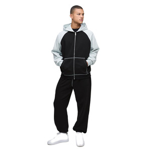 Conjunto Deportivo de Dos Tonos para Hombre, Sudadera con Capucha y Cremallera con Costuras en Contraste y Pantalones Deportivos Holgados, Ropa de Calle Suave para Invierno, Marca Privada - Product Image 1
