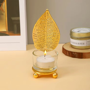 Vente chaude feuille d'or support de lumière de thé bougeoir pour la maison support de lumière de thé pour Diwali support d'éclairage décoratif - Product Image 1