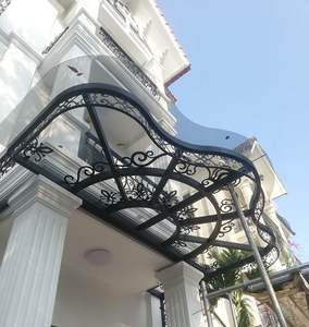 Toldo de Hierro Forjado para Exteriores, Toldo Manual de Vidrio, Protección Sólida contra la Lluvia y el Sol, Montado en la Pared, Techo Moderno para Aplicaciones en Villas - Product Image 4