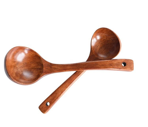 Wooden Cooking <b>Spoons</b> Natural Teak Wood Gold Plated Eco-Friendly Classic Design Non-Stick Utensils - Product Image 4