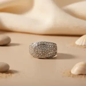 Rose <b>Gold</b> Plated Fashionable Silver <b>Cubic</b> <b>Zirconia</b> <b>Ring</b> for Women Statement Jewelry Inlay Trendy Moissanite <b>Rings</b> - Product Image 3