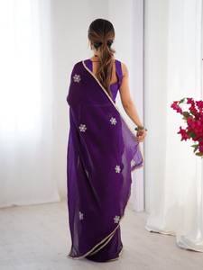 Nouveau lourd fausse georgette avec chemisier fantaisie Saree indien Saree / Sari / Shari pour mariage et vêtements de maison au prix de gros - Product Image 2
