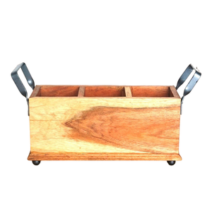 Best Selling Wooden <b>Utensil</b> Organizer with Metal Handle Legs Holder Caddy for <b>Kitchen</b> Tableware for Home Restaurants Hotels - Product Image 5